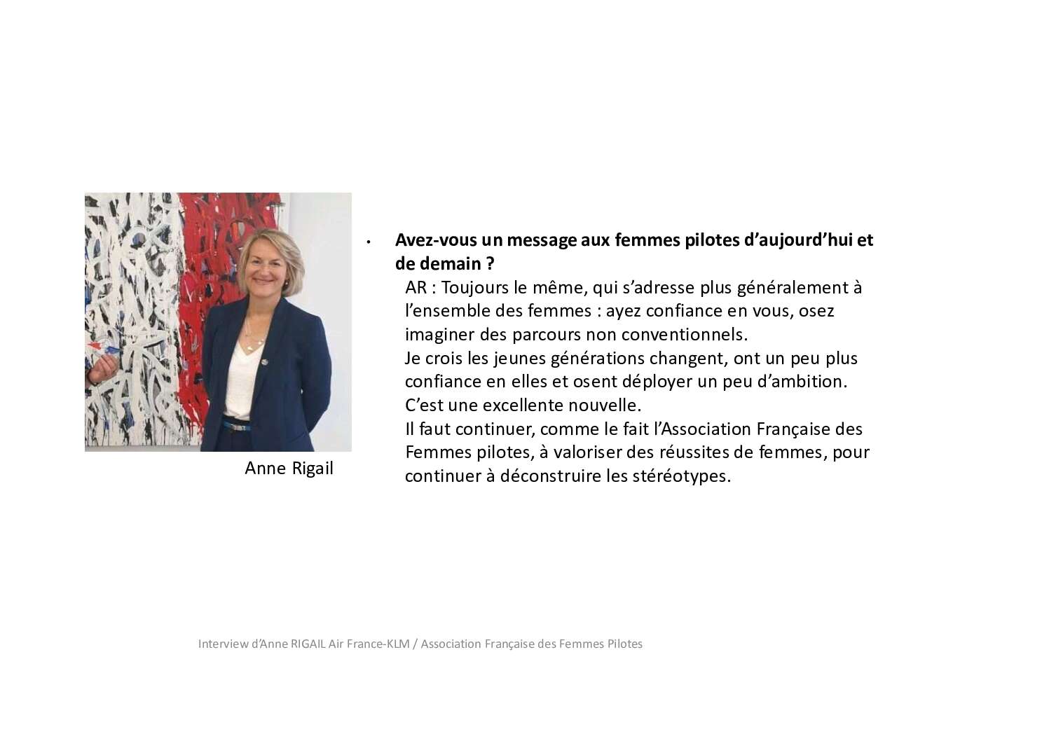 Interview Anne Rigail Air France Association Francaise des Femmes Pilotes